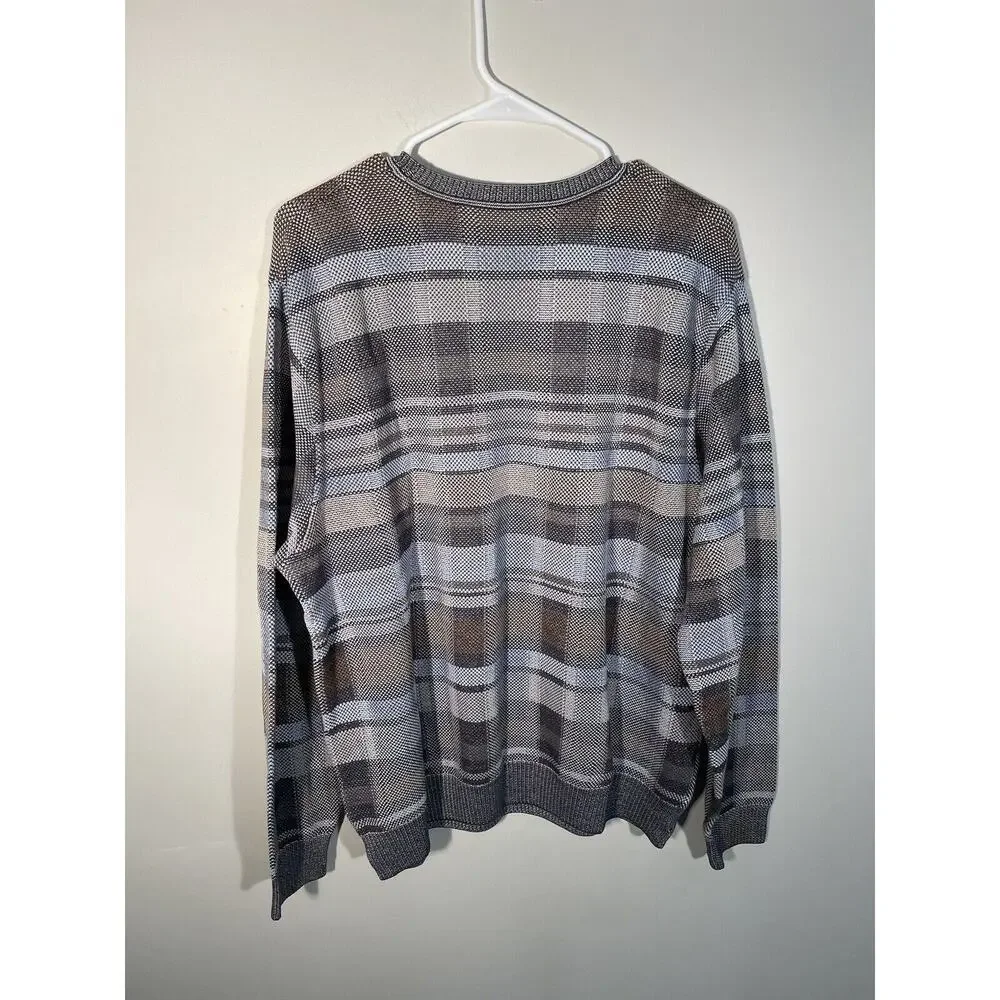 Talbots Men’s 100%‎ Pima Cotton Long Sleeve Sweater Gray Tan Size L
